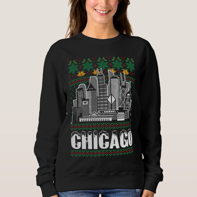 Chicago Illinois Ugly Christmas Sweatshirt (Front)