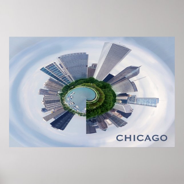 Chicago Illinois Unique City Skyline Travel Photo Poster (Front)