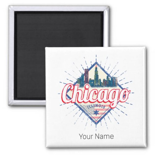 Chicago Illinois United States Retro Skyline USA Magnet