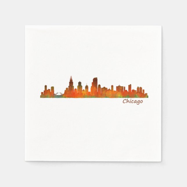 chicago Illinois US city skyline v01 Paper Napkins (Front)