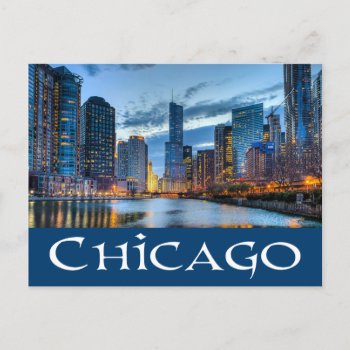 Chicago Illinois Usa - Chicago Skyline At Sunset Postcard by merrydestinations at Zazzle