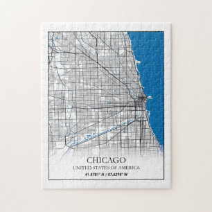 Chicago Illinois USA City Travel City Map Jigsaw Puzzle
