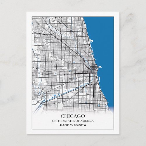 Chicago Illinois USA City Travel City Map Postcard