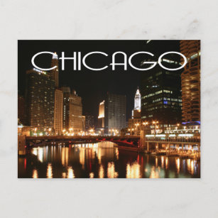 Chicago Illinois USA - Night Chicago Skyline Postcard