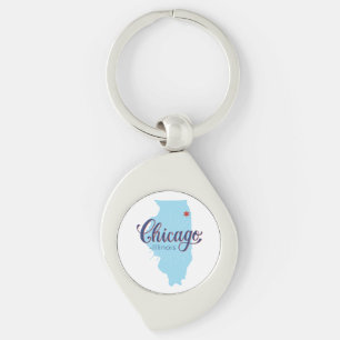 Chicago Illinois Vintage Map Keychain