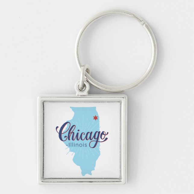 Chicago Illinois Vintage Map   Keychain (Front)