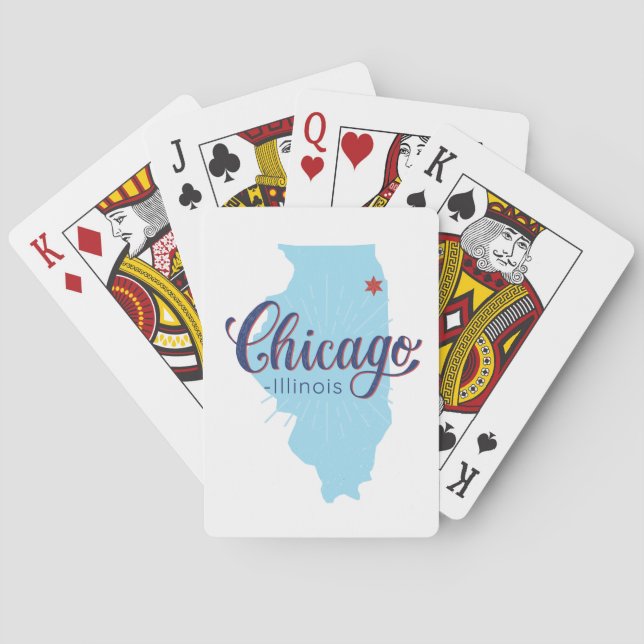Chicago Illinois Vintage Map   Poker Cards (Back)