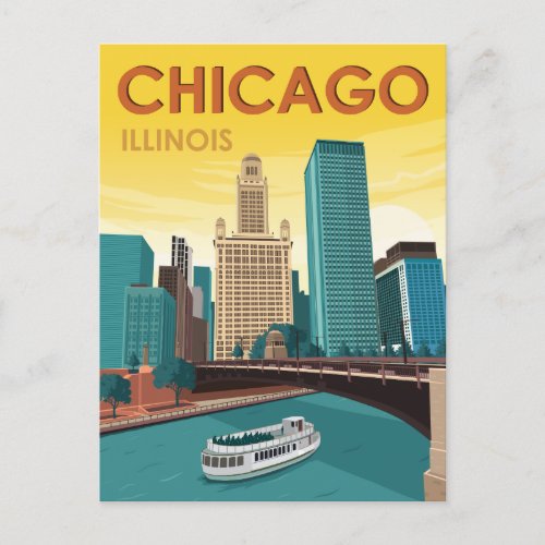 Chicago Illinois Vintage Save the Date Postcard