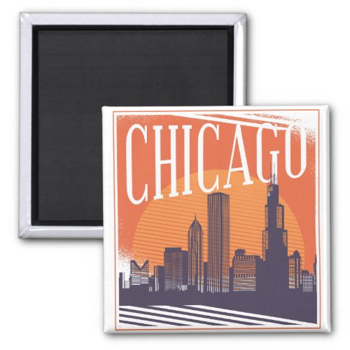 Chicago Illinois Vintage Skyline  Magnet