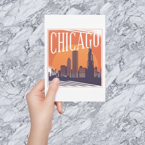 Chicago Illinois Vintage Skyline   Postcard