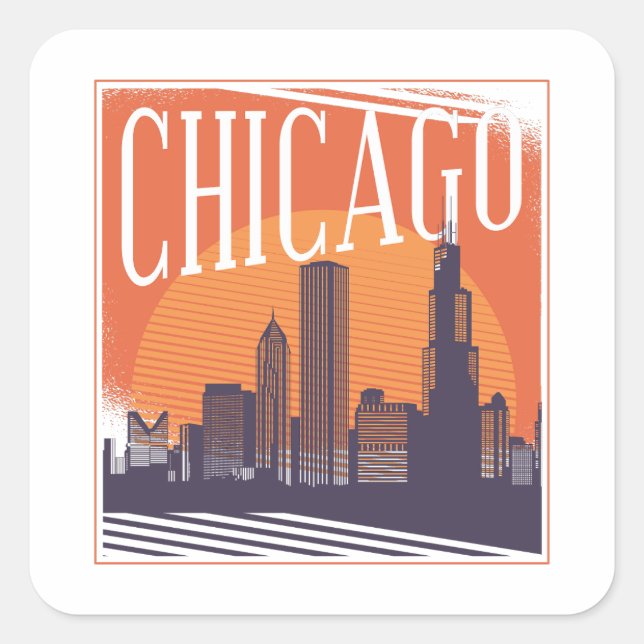 Chicago Illinois Vintage Skyline  Square Sticker (Front)