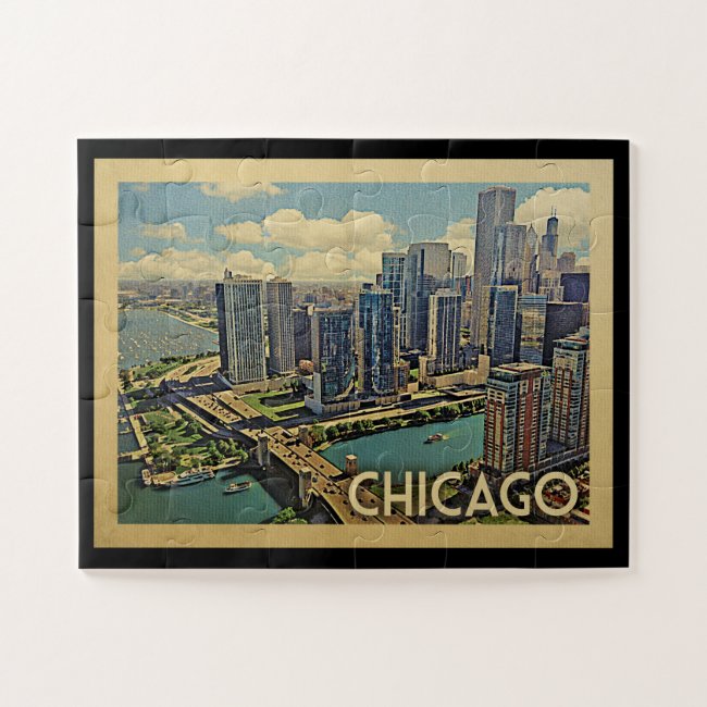 Chicago Illinois Vintage Travel Jigsaw Puzzle