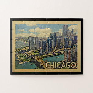Chicago Illinois Vintage Travel Jigsaw Puzzle
