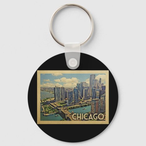 Chicago Illinois Vintage Travel Keychain
