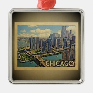 Chicago Illinois Vintage Travel Ornament