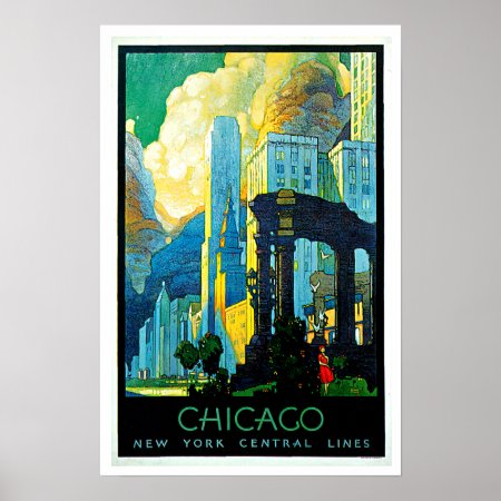 Chicago Illinois Vintage Travel Poster