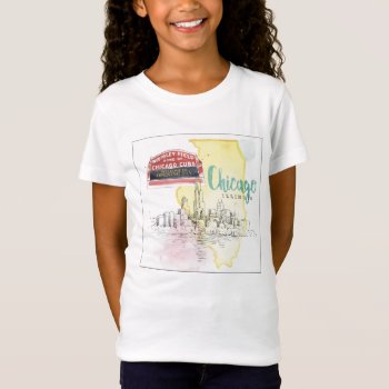 Chicago  Illinois | Watercolor Sketch T-shirt by wildapple at Zazzle