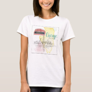Chicago, Illinois Watercolor Sketch T-Shirt