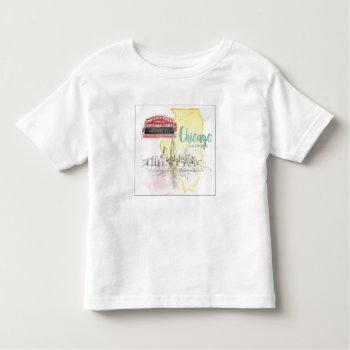 Chicago  Illinois | Watercolor Sketch Toddler T-shirt by wildapple at Zazzle
