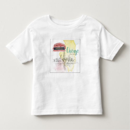 Chicago Illinois  Watercolor Sketch Toddler T_shirt