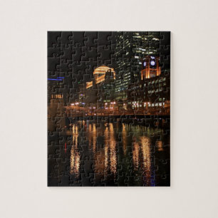 Chicago Illinois Windy City Night Building Destiny Jigsaw Puzzle