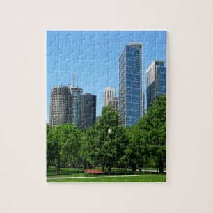 Chicago Illinois Windy City Park Buildings Destiny Jigsaw Puzzle