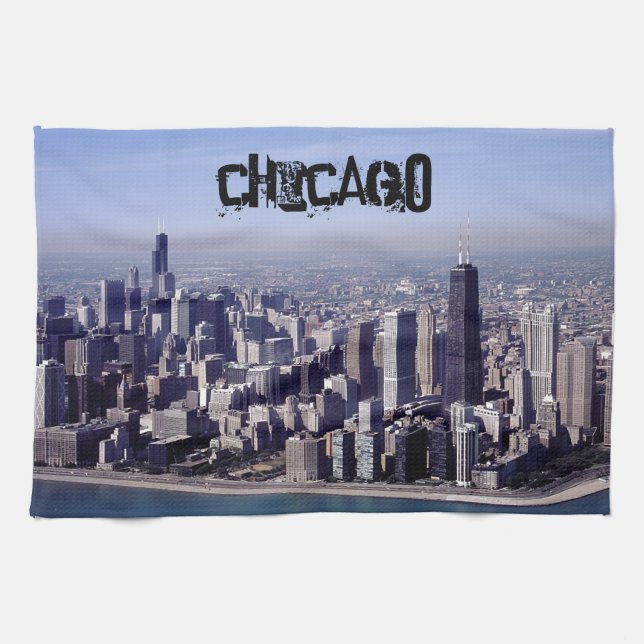 Chicago Illinois Windy City Park Buildings Destiny Kitchen Towel (Horizontal)