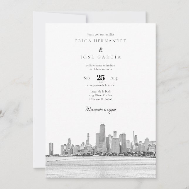 Chicago Invitación de Boda Skyline Invitation (Front)