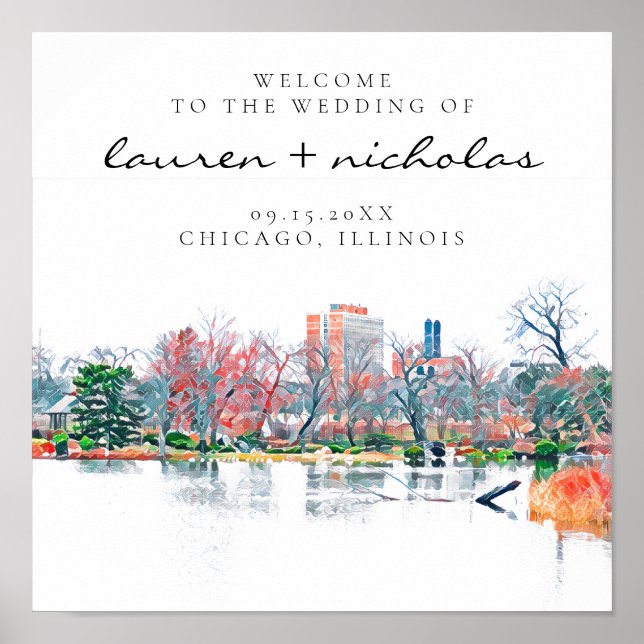 Chicago Jackson Park Wedding Welcome Sign (Front)