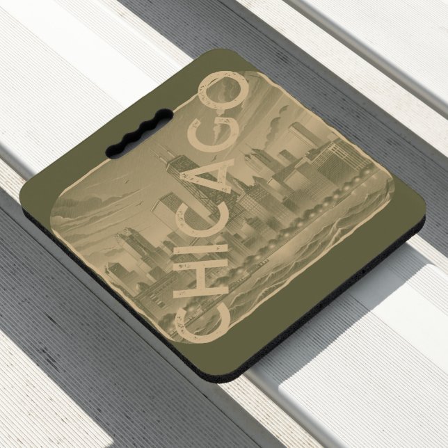 Chicago Khaki Green Tan Stadium Seat Cushion (In Situ)