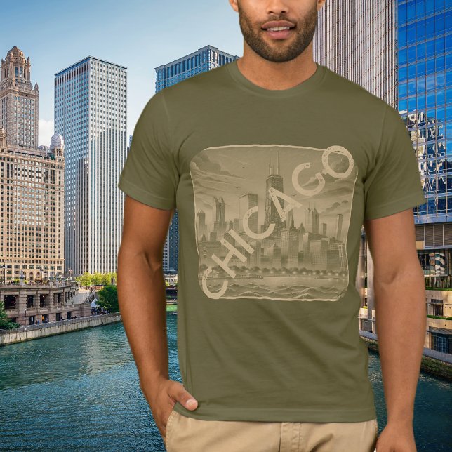 Chicago Khaki Tan Name Graphic T-Shirt (Creator Uploaded)