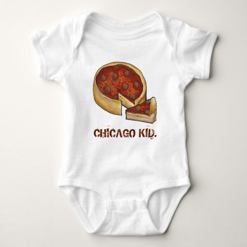 CHICAGO KID Illinois Deep Dish Pepperoni Pizza Baby Bodysuit