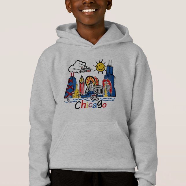 Chicago Kids Cute Skyline Hoodie (Front)