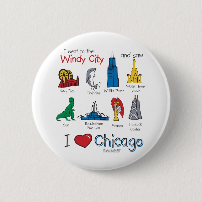 Chicago--kids-Icons-NEW-[Co Pinback Button (Front)