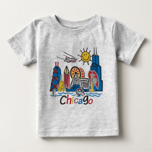 Chicago Kids Skyline Baby T_Shirt
