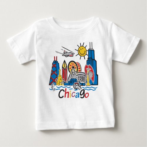 Chicago Kids Skyline Baby T_Shirt