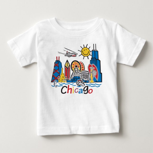 Chicago Kids Skyline Baby T-Shirt (Front)