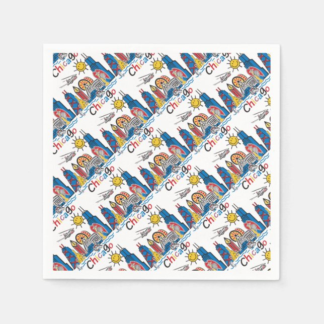 Chicago Kids Skyline Paper Napkins (Front)