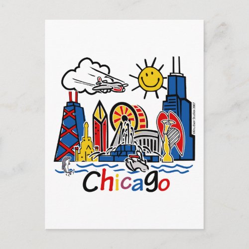 Chicago Kids Skyline Postcard