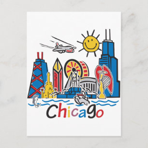 Chicago Kids Skyline Postcard