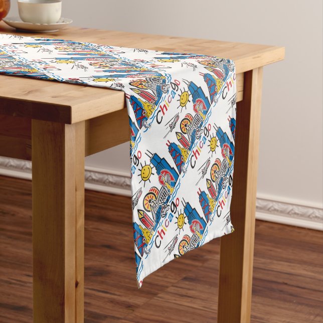 Chicago Kids Skyline Short Table Runner (In Situ)