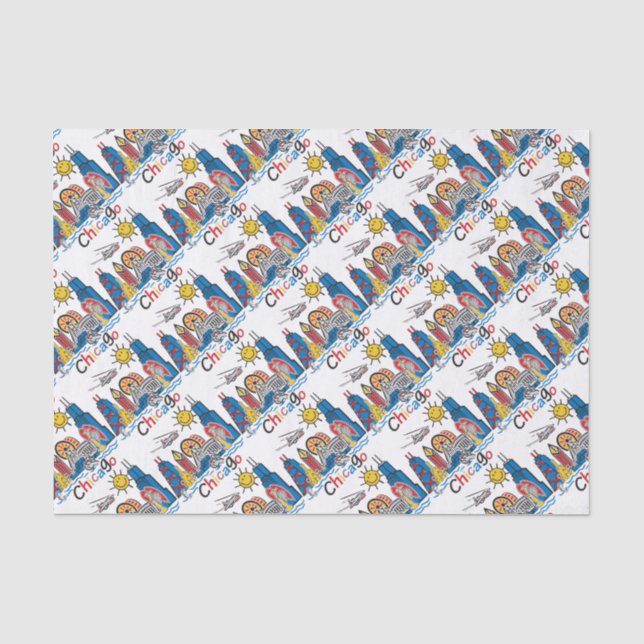 Chicago Kids Skyline Tissue Paper (Front)