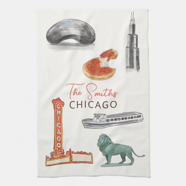 Chicago  kitchen towel (Vertical)