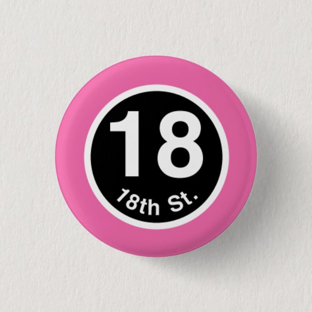 Chicago L 18th St. Pink Line Button (Front)