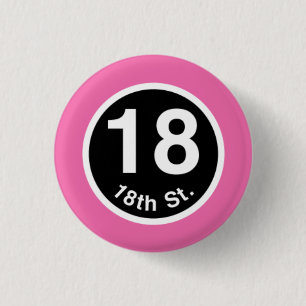 Chicago L 18th St. Pink Line Button