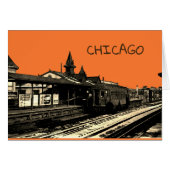 Chicago L 1950 Watercolor Sepia Photograph Subway (Front Horizontal)