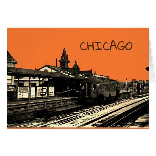 Chicago L 1950 Watercolor Sepia Photograph Subway (Front Horizontal)