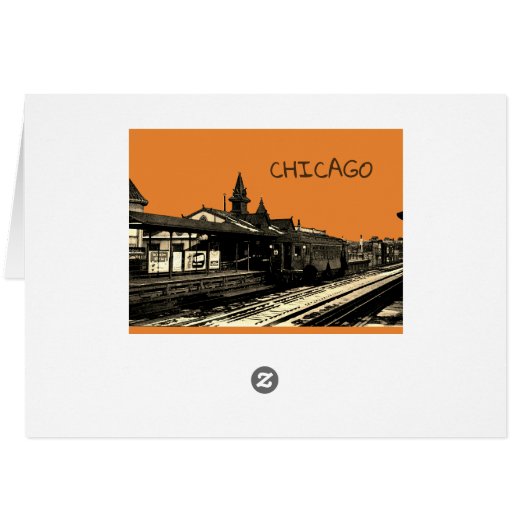 Chicago L 1950 Watercolor Sepia Photograph Subway (Back Horizontal)