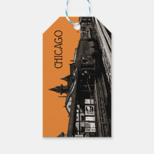 Chicago L 1950 Watercolor Sepia Photograph Subway Gift Tags