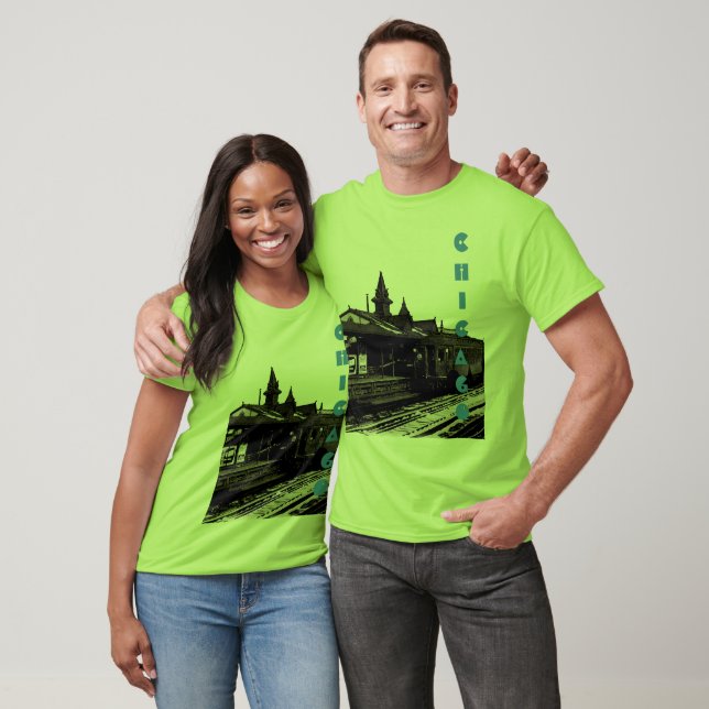 Chicago L 1950 Watercolor Sepia Photograph Subway T-Shirt (Unisex)